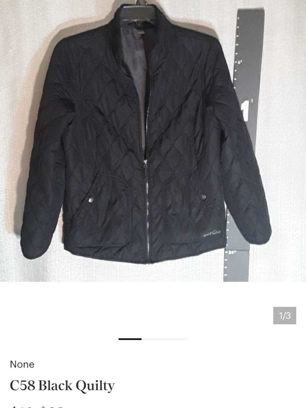 C58 Eddie Bauer Black Quilted Women's Jacket - Lightweight Zip Front